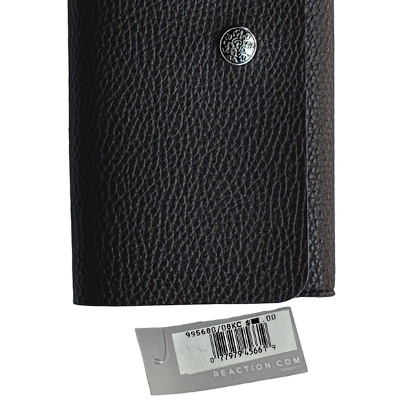 NEW Kenneth Cole Reaction black faux leather bi-fold wallet w/blue interior - Picture 6 of 8